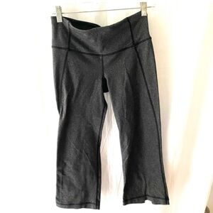 Lululemon crop leggings pant split bottom hem ruched waist band gray SZ 6